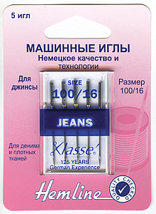 Иглы для бытовых швейных машин для джинсовых и плотнотканых материалов №100