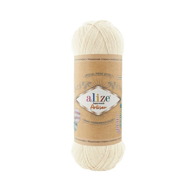 Alize Superwash ARTISAN (фото, № 01 кремовый)