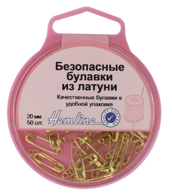 Hemline Булавки безопасные в пластиковом круглом контейнере.